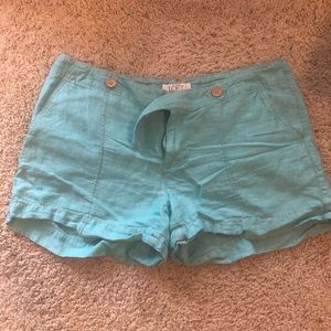LOFT Turquoise blue linen shorts. Size 6.